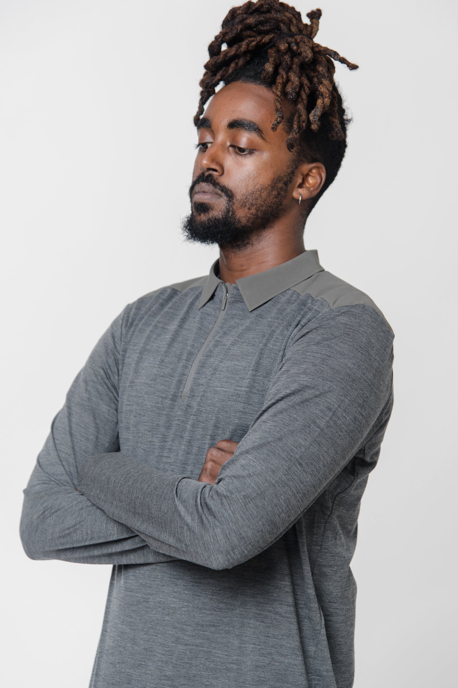 Frame Long Sleeve Polo Shade Heather
