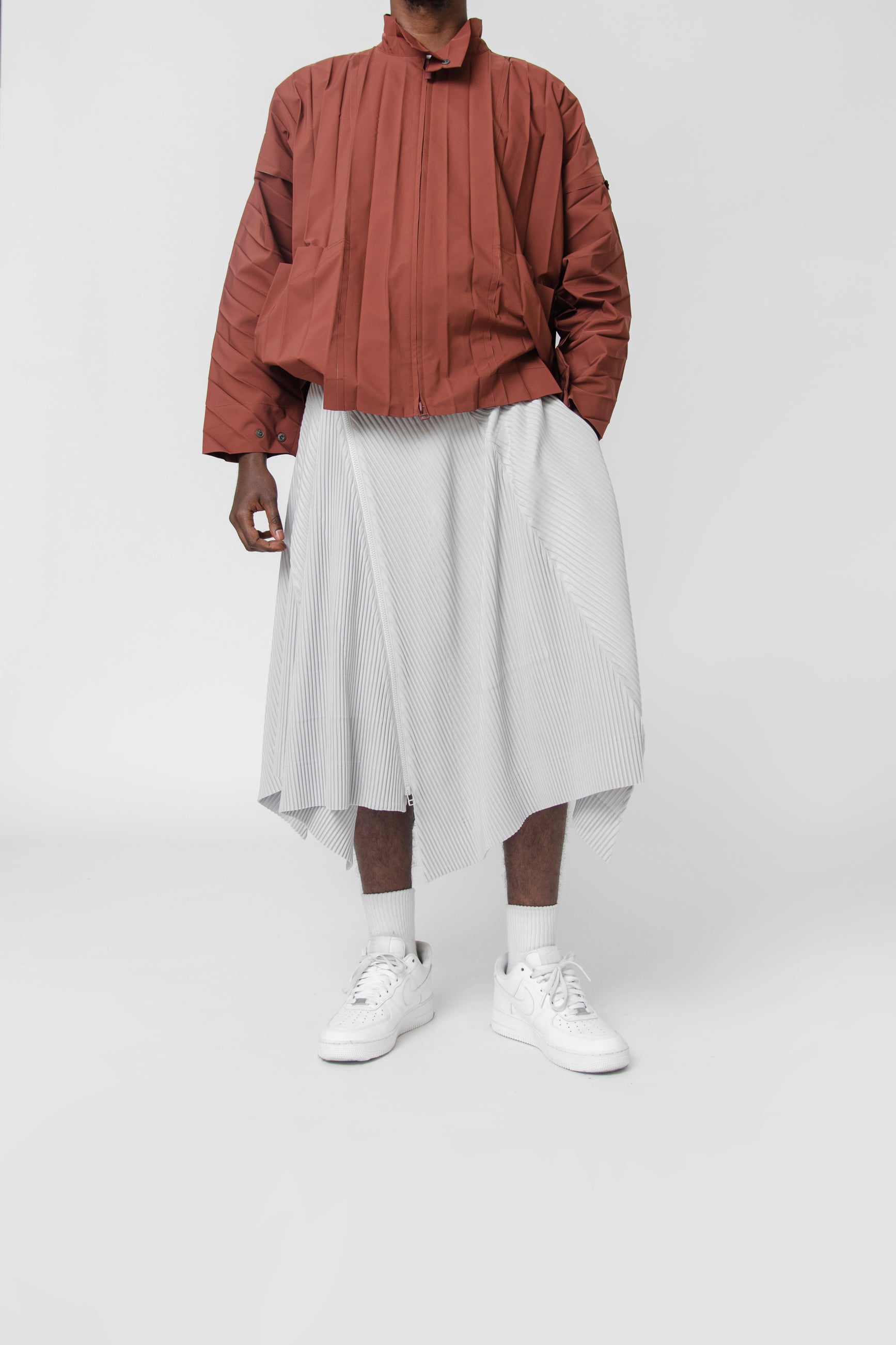 Three By Six Pleated Skirt Light Grey JF382-11