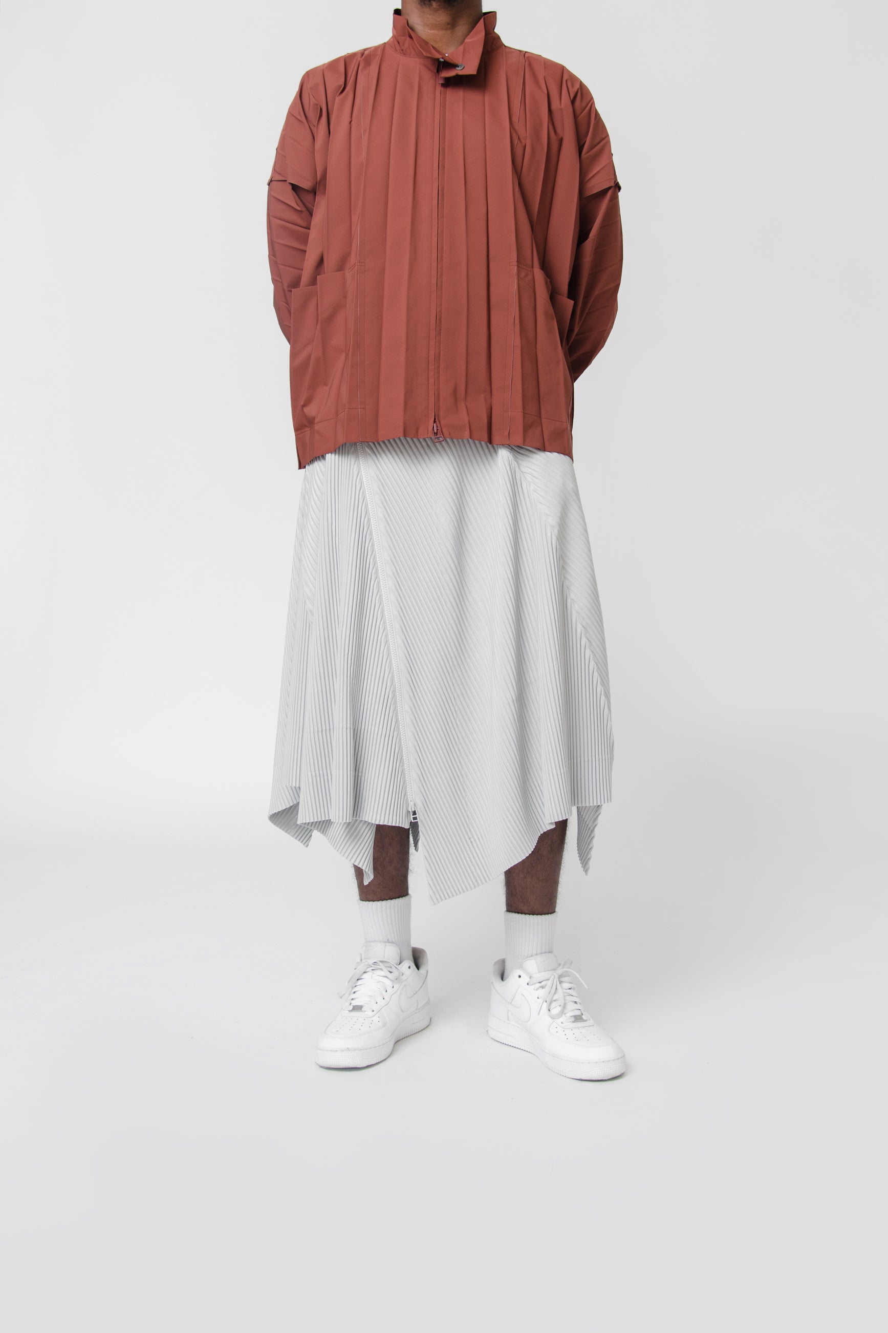 Three By Six Pleated Skirt Light Grey JF382-11