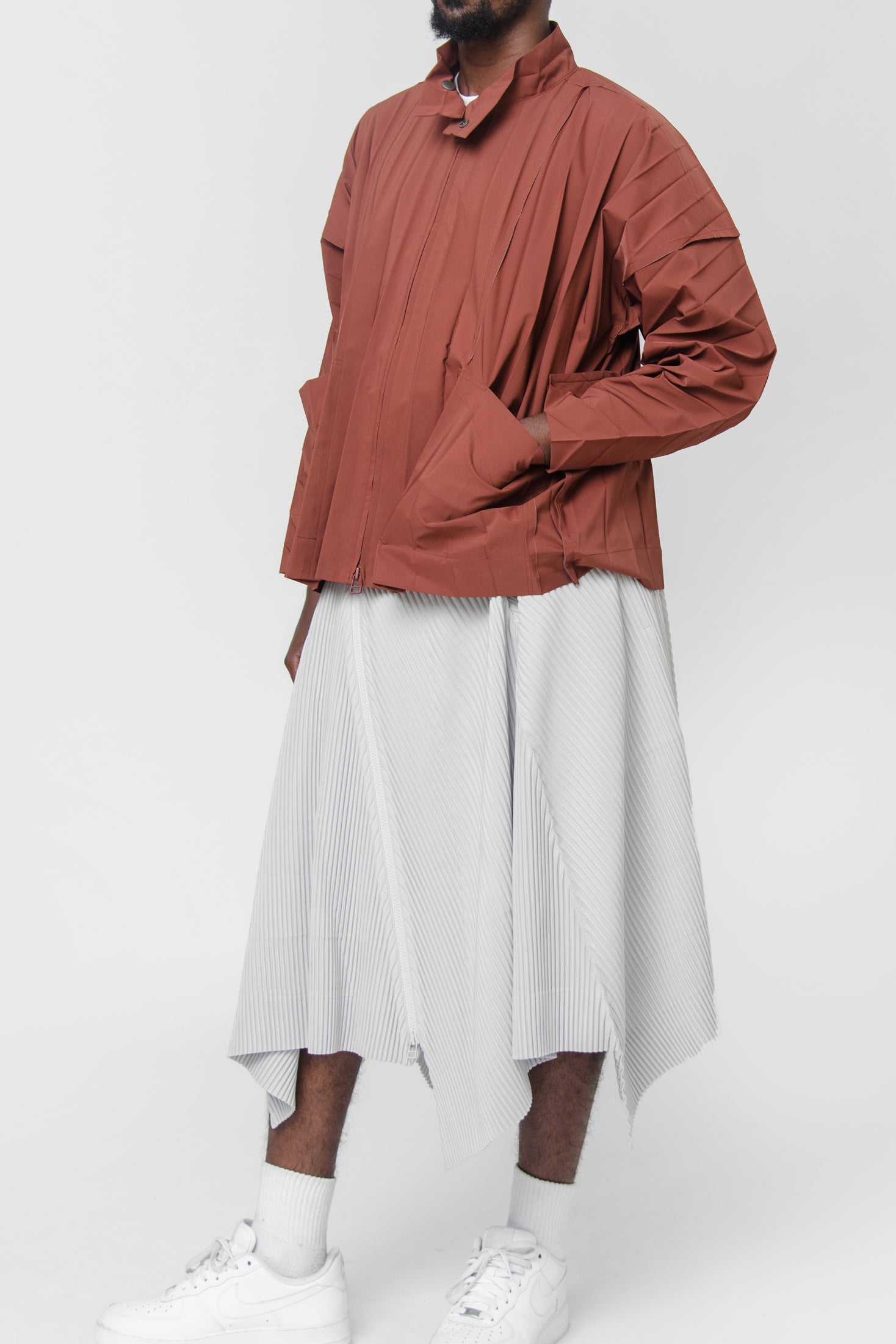 Three By Six Pleated Skirt Light Grey JF382-11