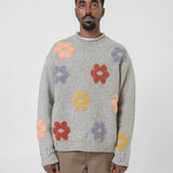 Daisy Jacquard Knit Sweater Grey Melange KNIT000411