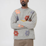 Daisy Jacquard Knit Sweater Grey Melange KNIT000411