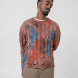 Tie-dye Cable Knit Sweater Rust Brown/Blue KNIT000010