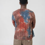 Tie-dye Cable Knit Sweater Rust Brown/Blue KNIT000010