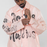 Nylon Logo Coat Peach Pink OUTW000973