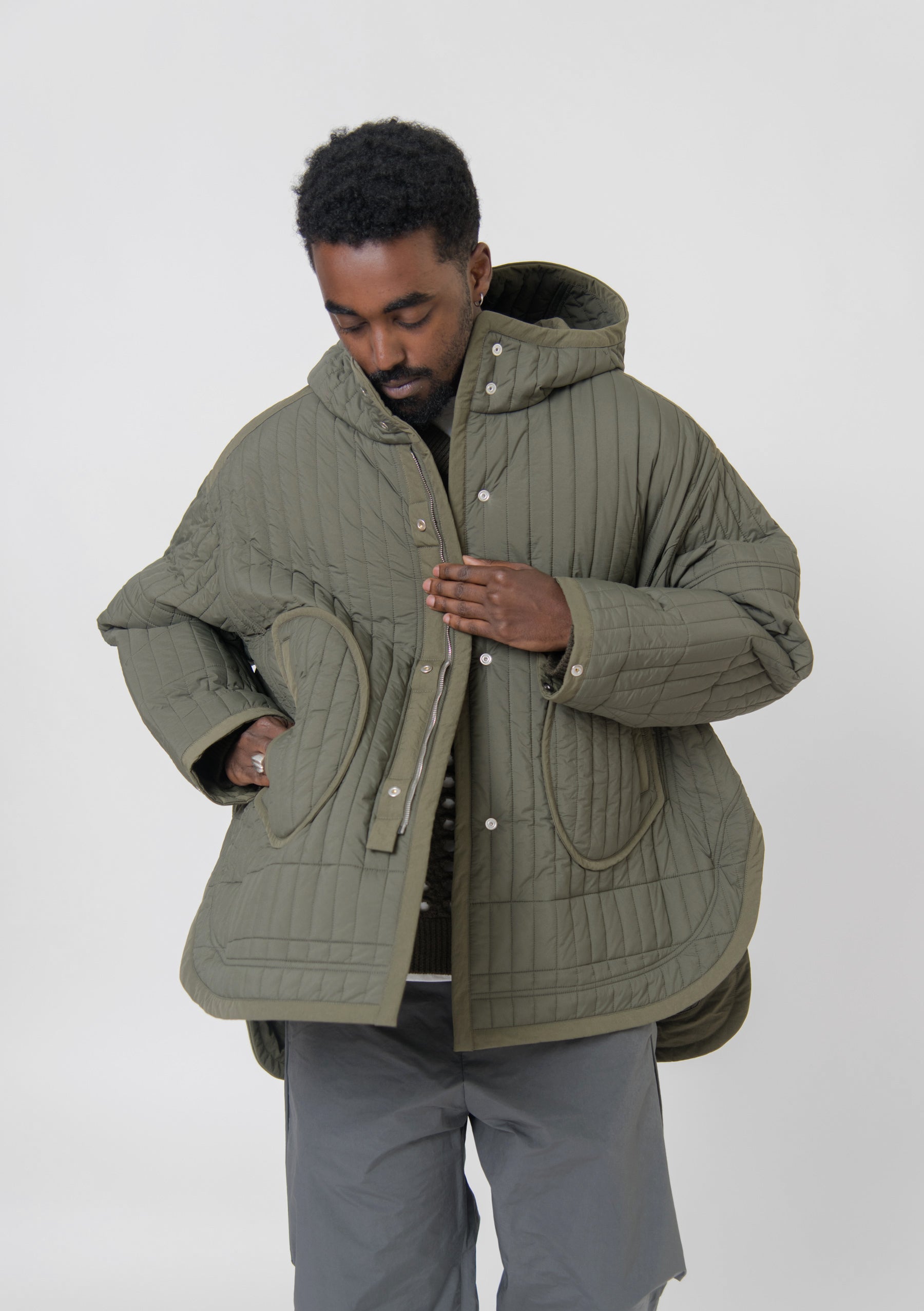 Quilted Split Parka Olive