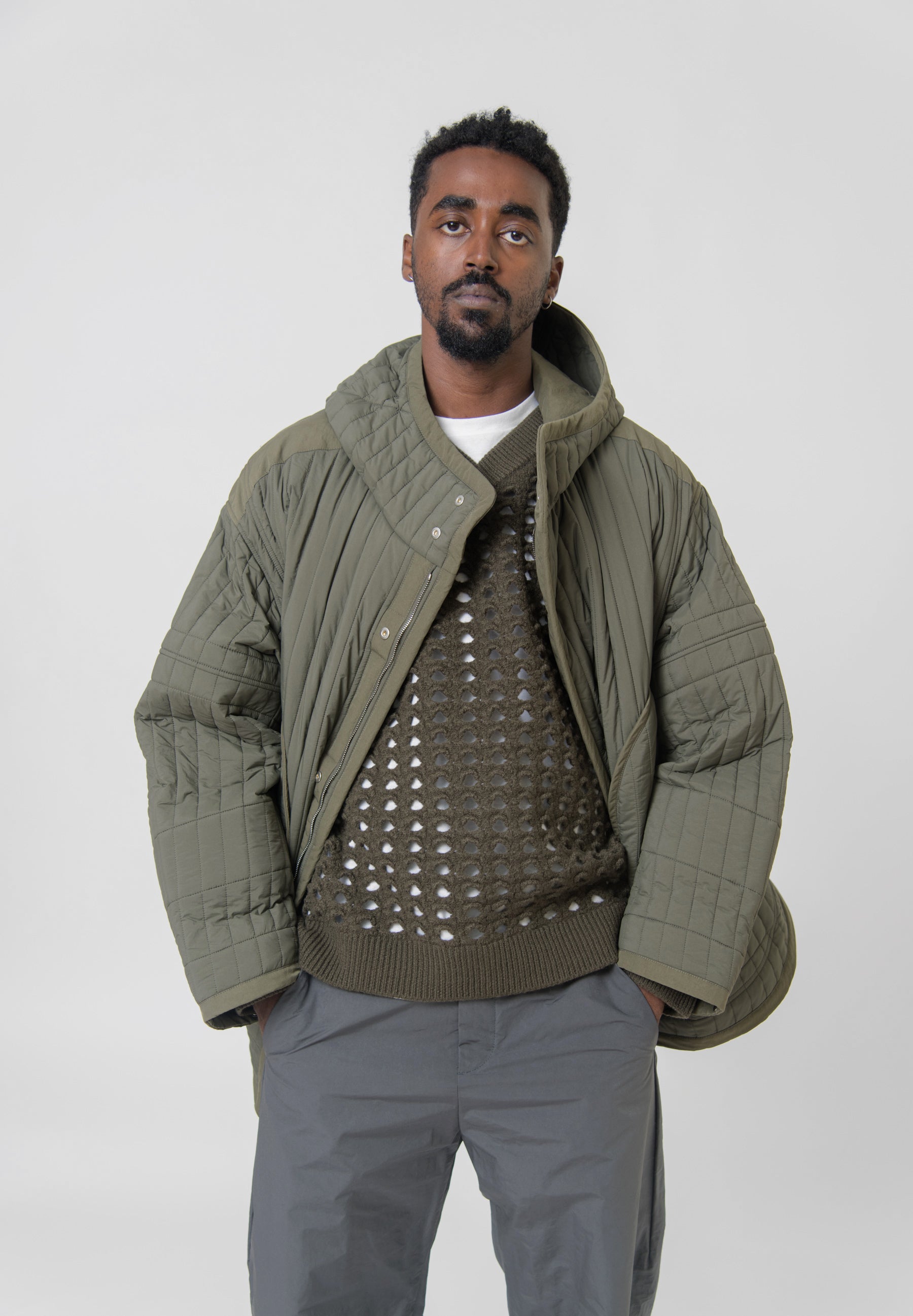 Quilted Split Parka Olive