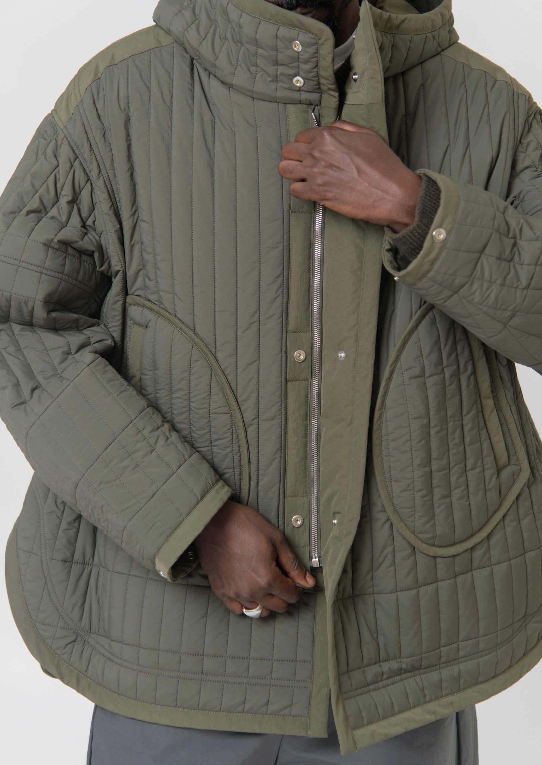 Quilted Split Parka Olive