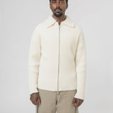 Alpaca Collar Zip Cardigan Eggshell J22HP0010