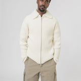 Alpaca Collar Zip Cardigan Eggshell J22HP0010