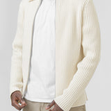 Alpaca Collar Zip Cardigan Eggshell J22HP0010