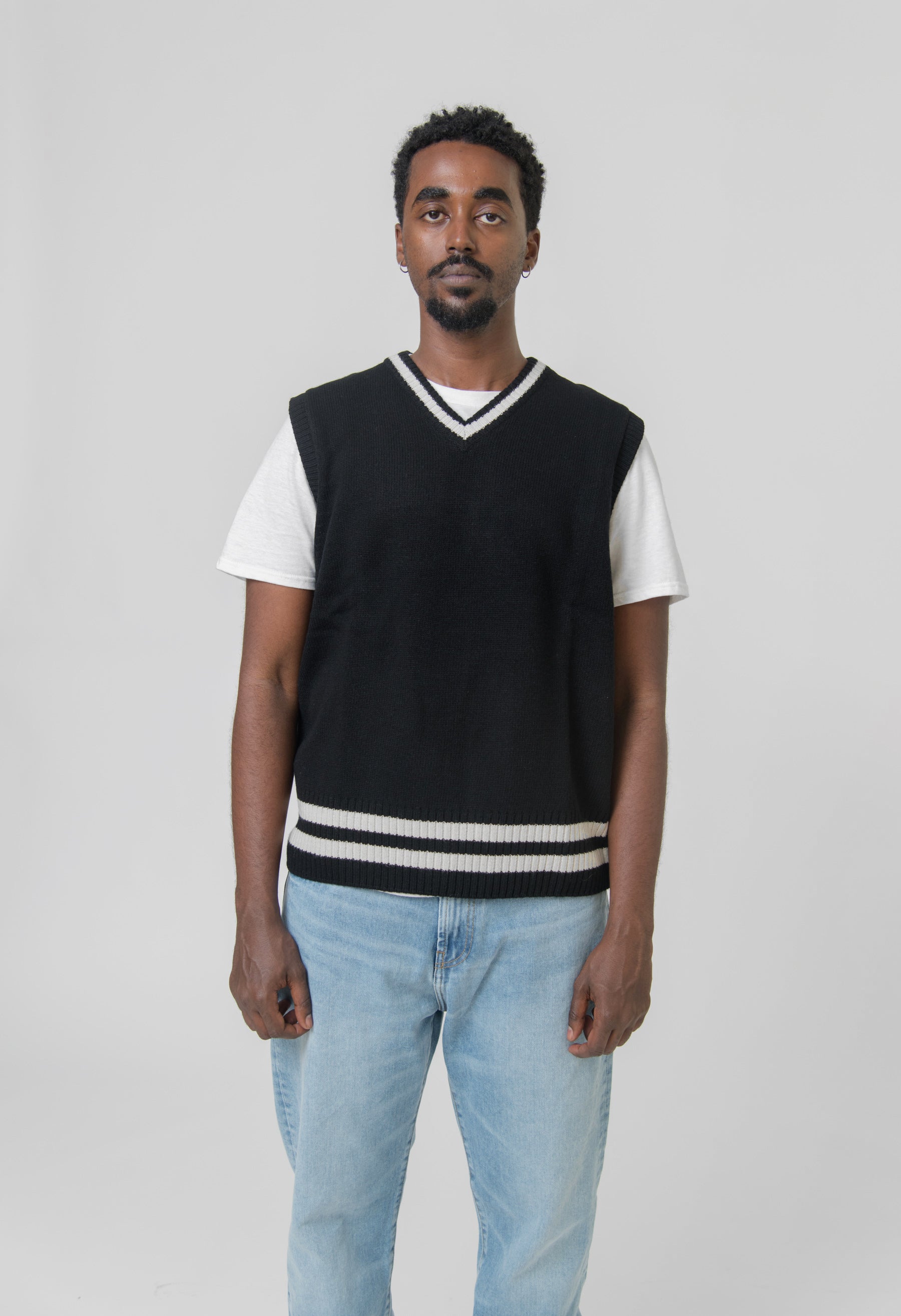 Stanford Vest Sweater Black/Salt