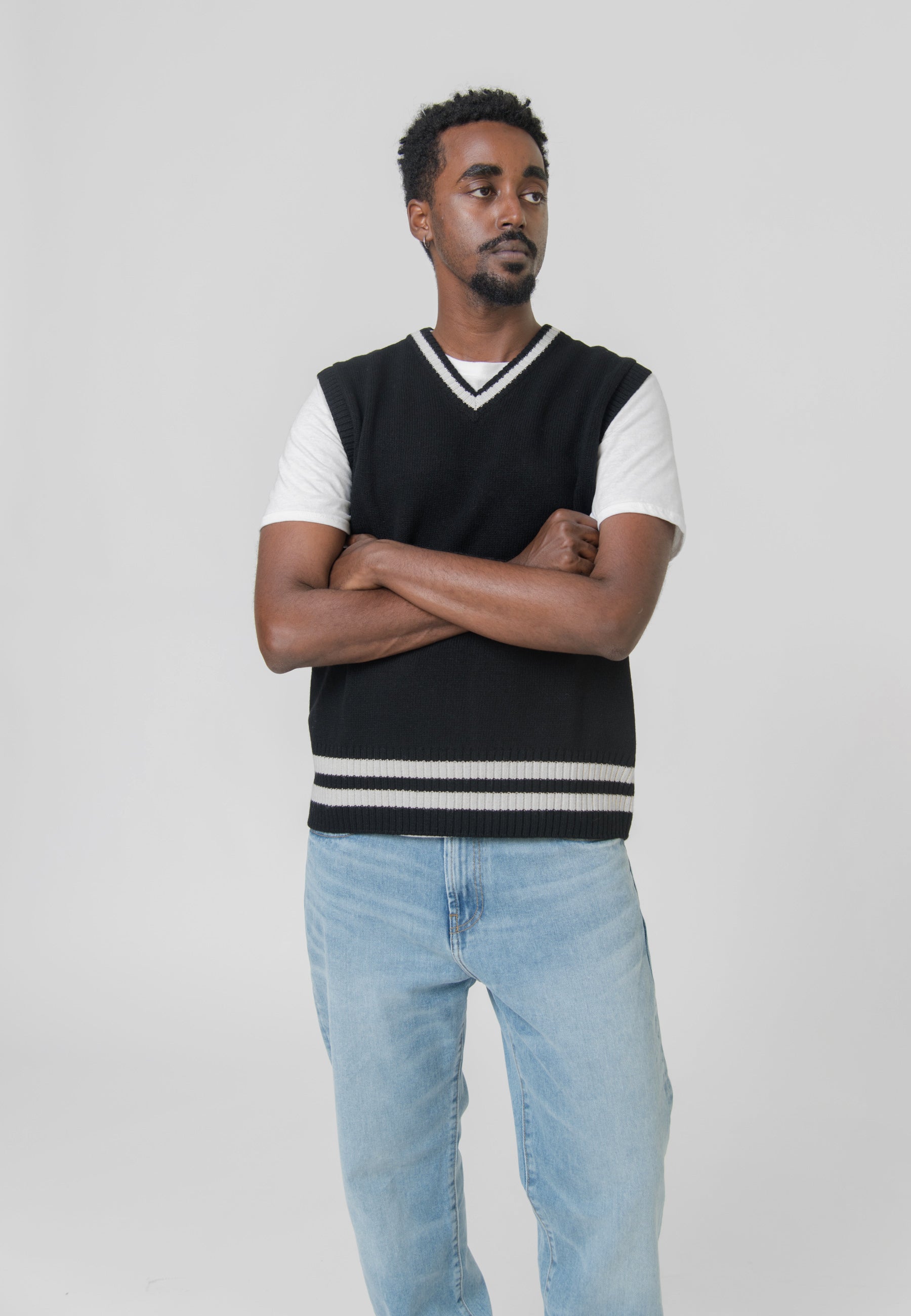 Stanford Vest Sweater Black/Salt
