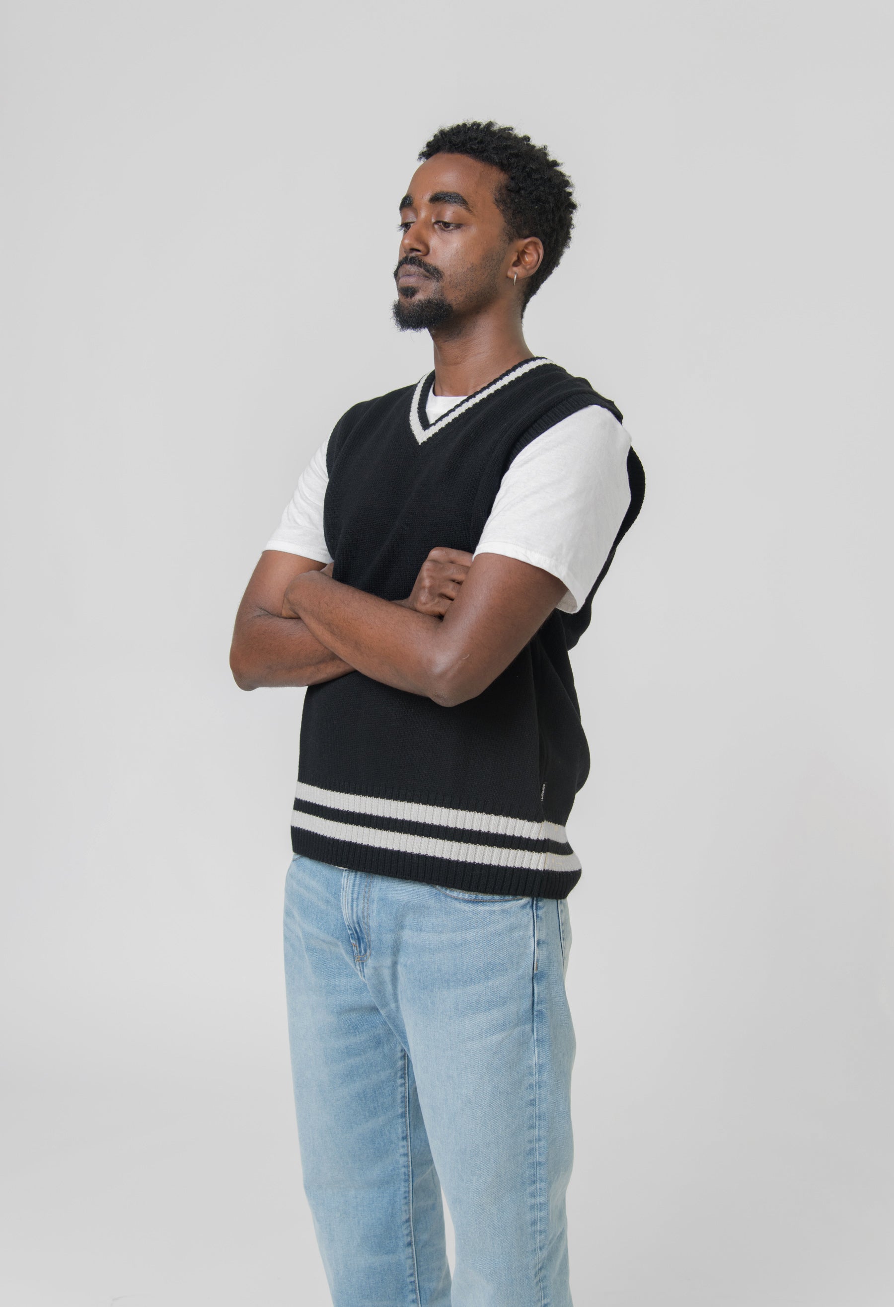 Stanford Vest Sweater Black/Salt