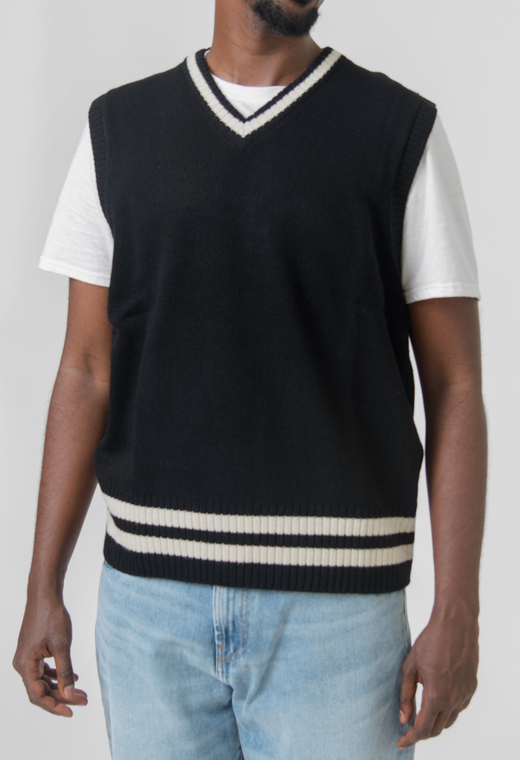 Stanford Vest Sweater Black/Salt