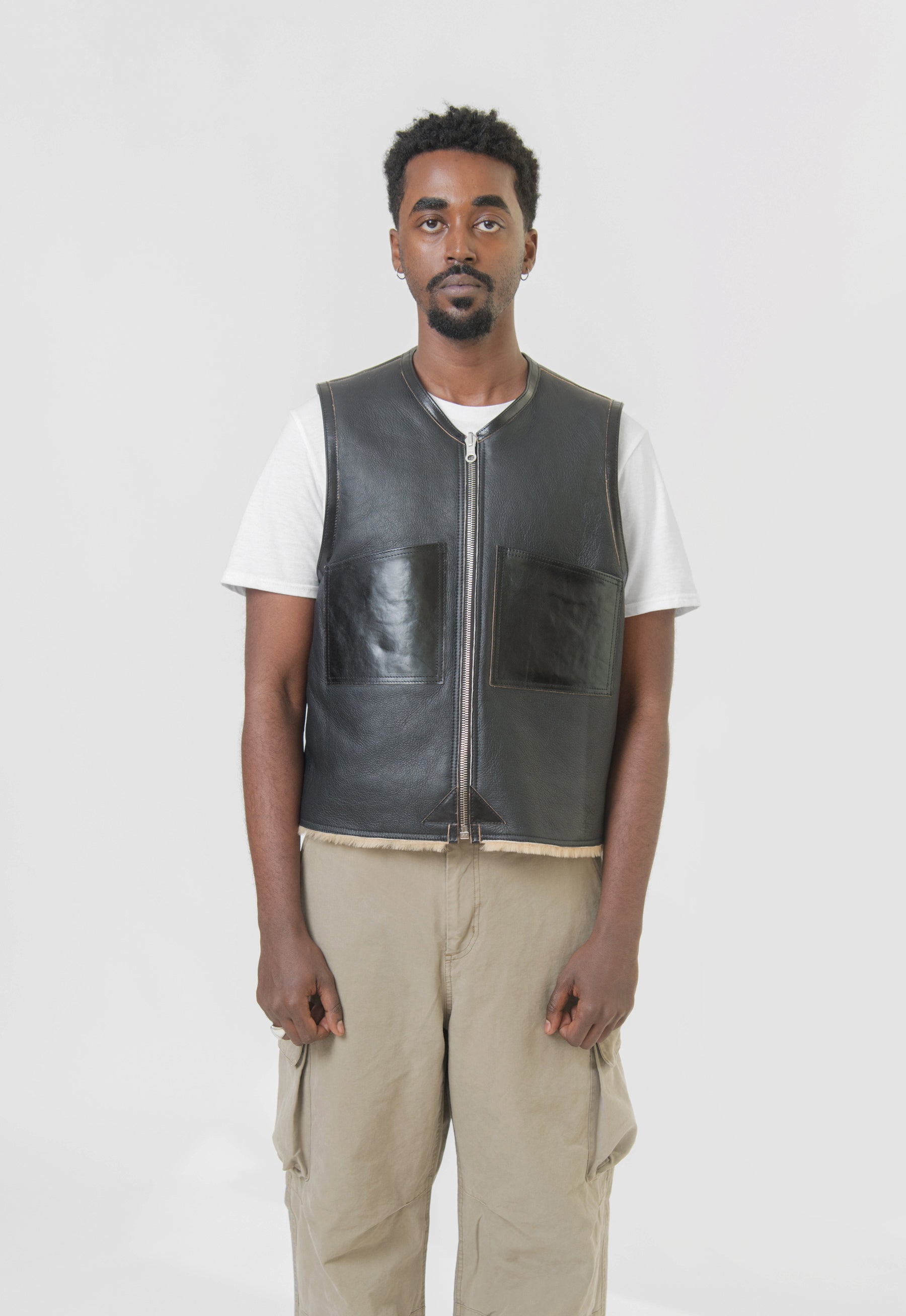 Reversible Shearling Vest Black/Brown