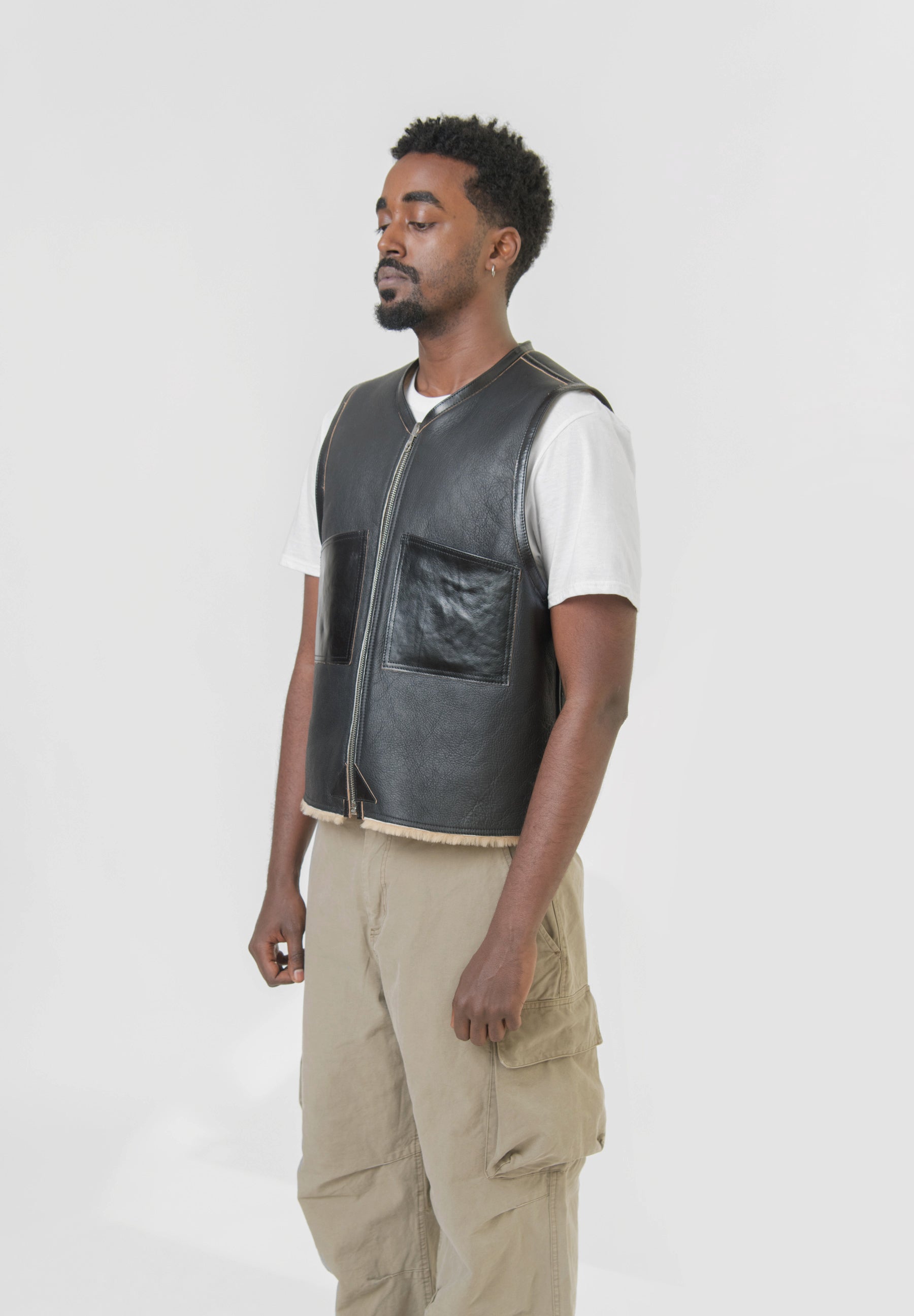 Reversible Shearling Vest Black/Brown