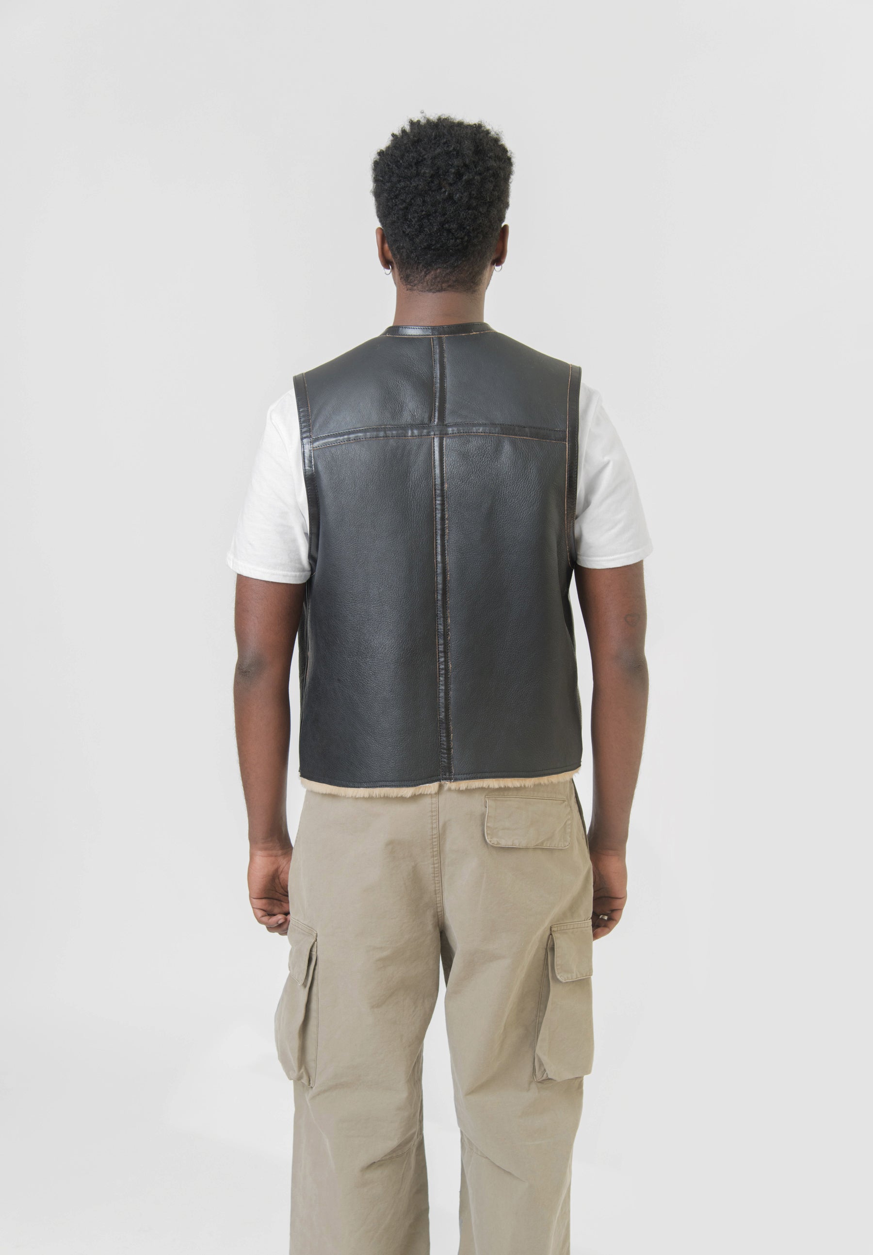 Reversible Shearling Vest Black/Brown