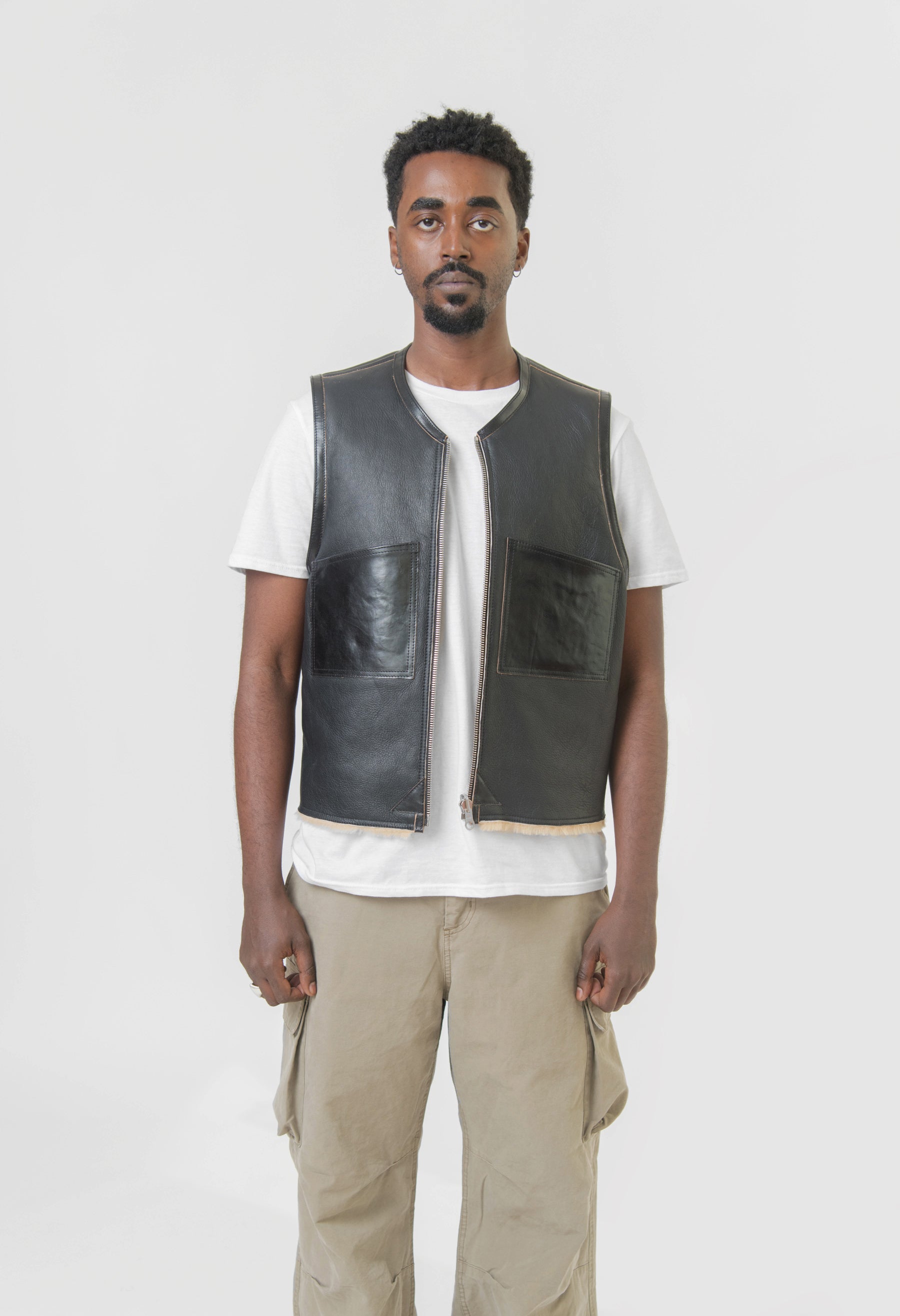 Reversible Shearling Vest Black/Brown