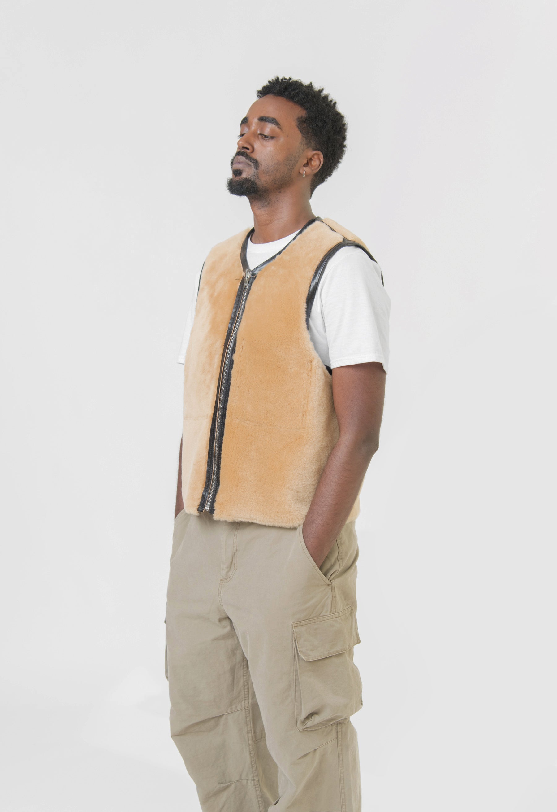 Reversible Shearling Vest Black/Brown