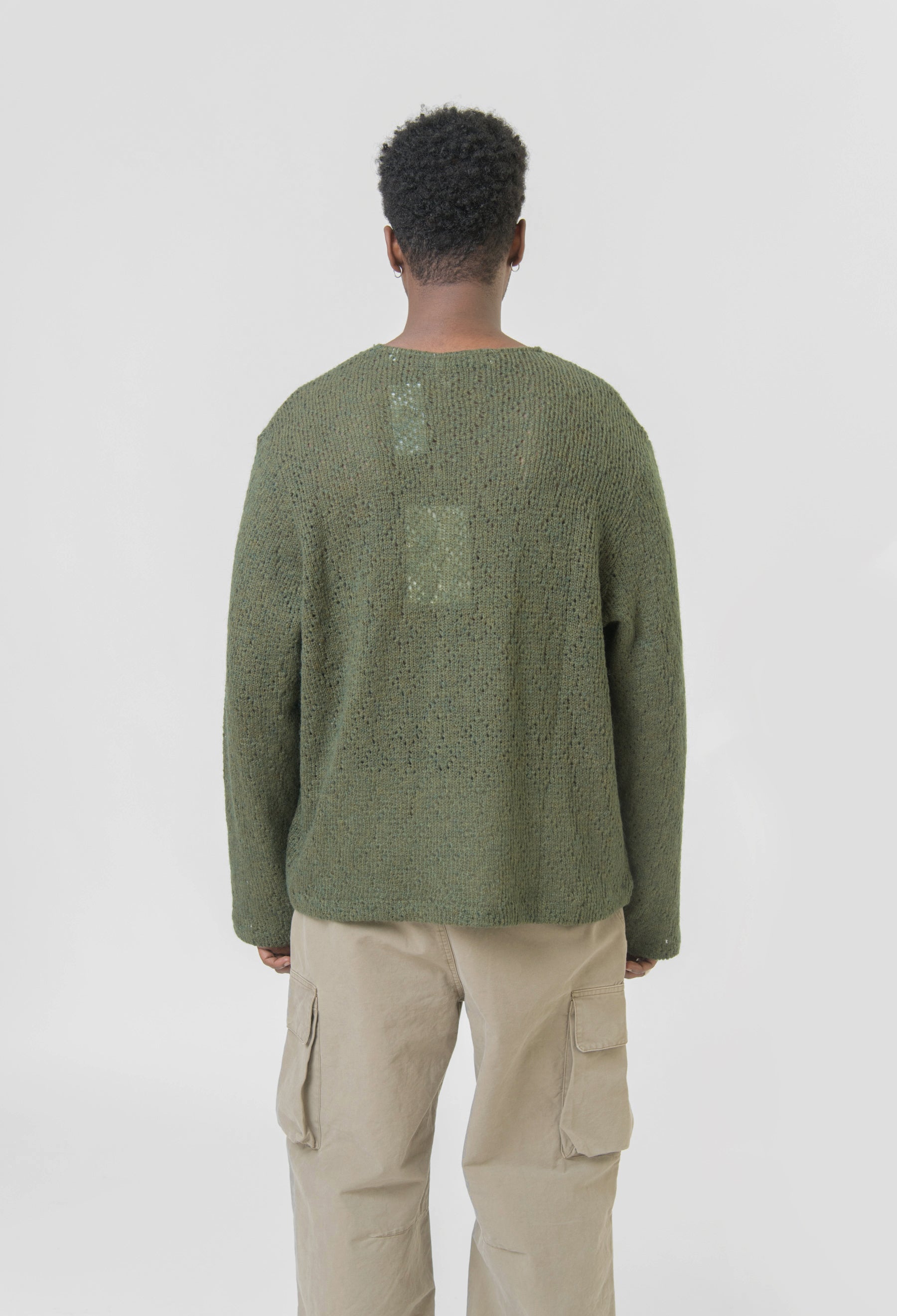 U-Neck Crochet Sweater Moor Green