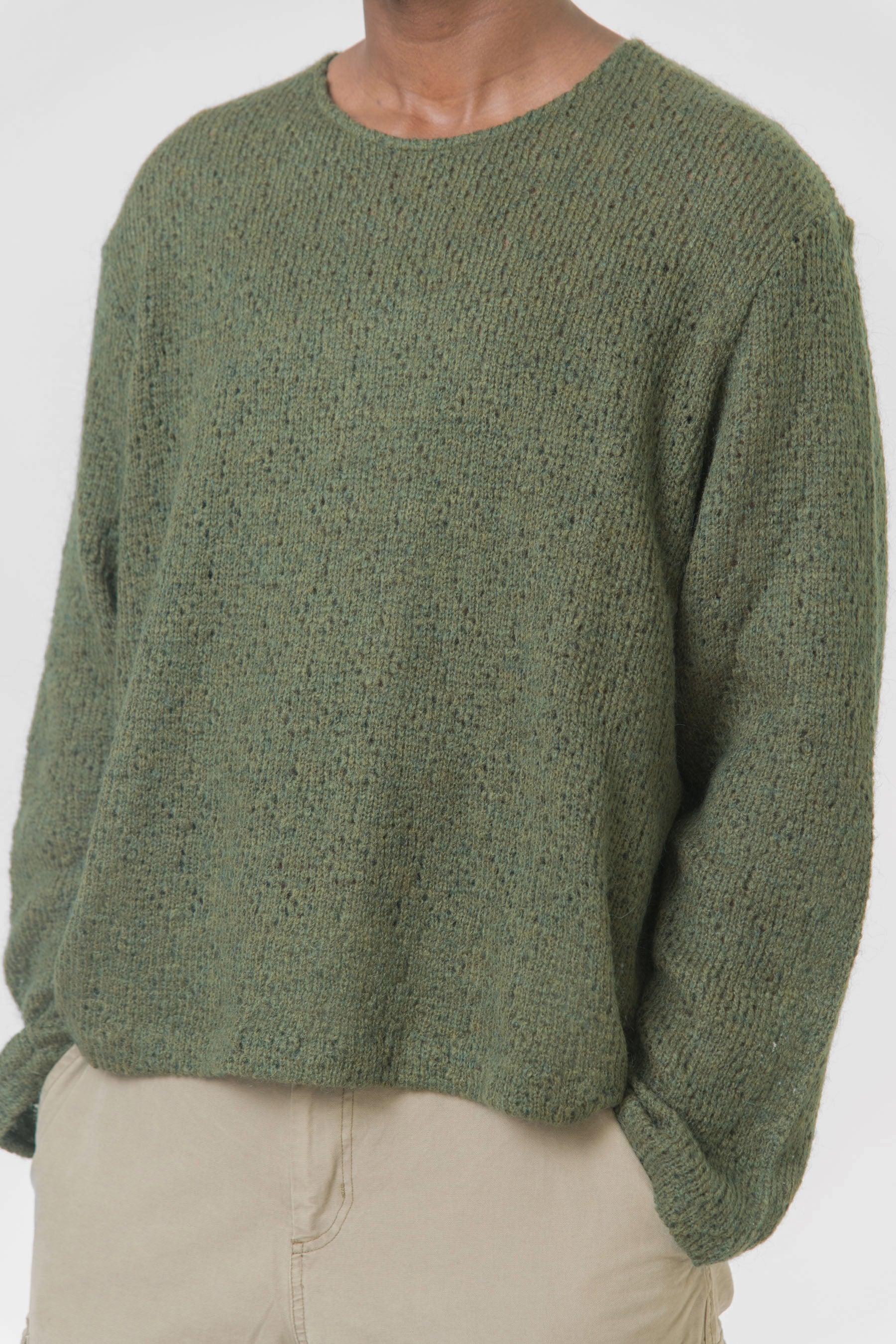 U-Neck Crochet Sweater Moor Green