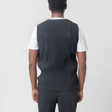 Unfold Pleated Vest Black JE365-15