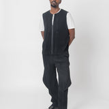 Unfold Pleated Vest Black JE365-15