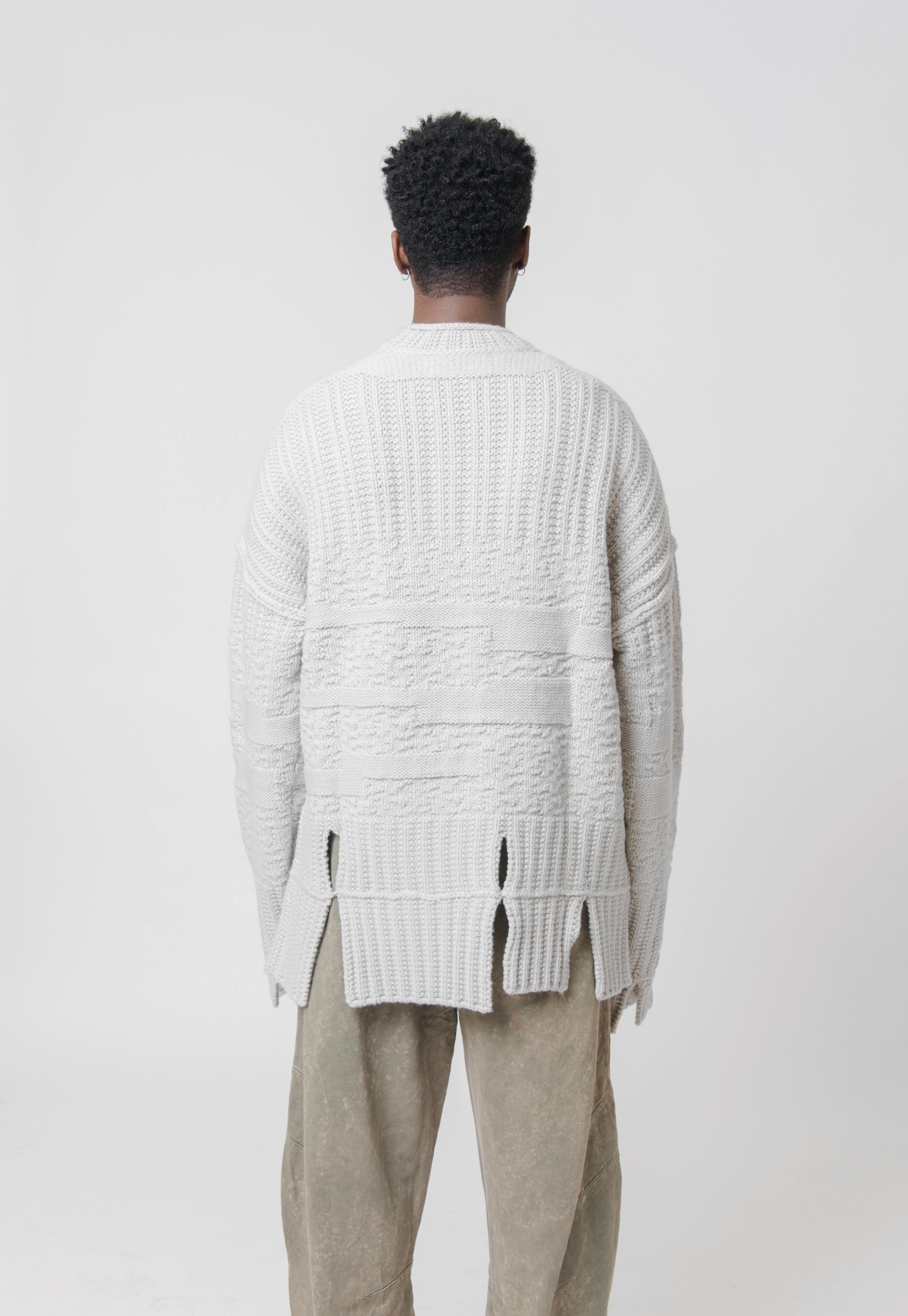 Textured Knit Mockneck Sweater Bone ACWMK150