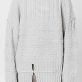 Textured Knit Mockneck Sweater Bone ACWMK150
