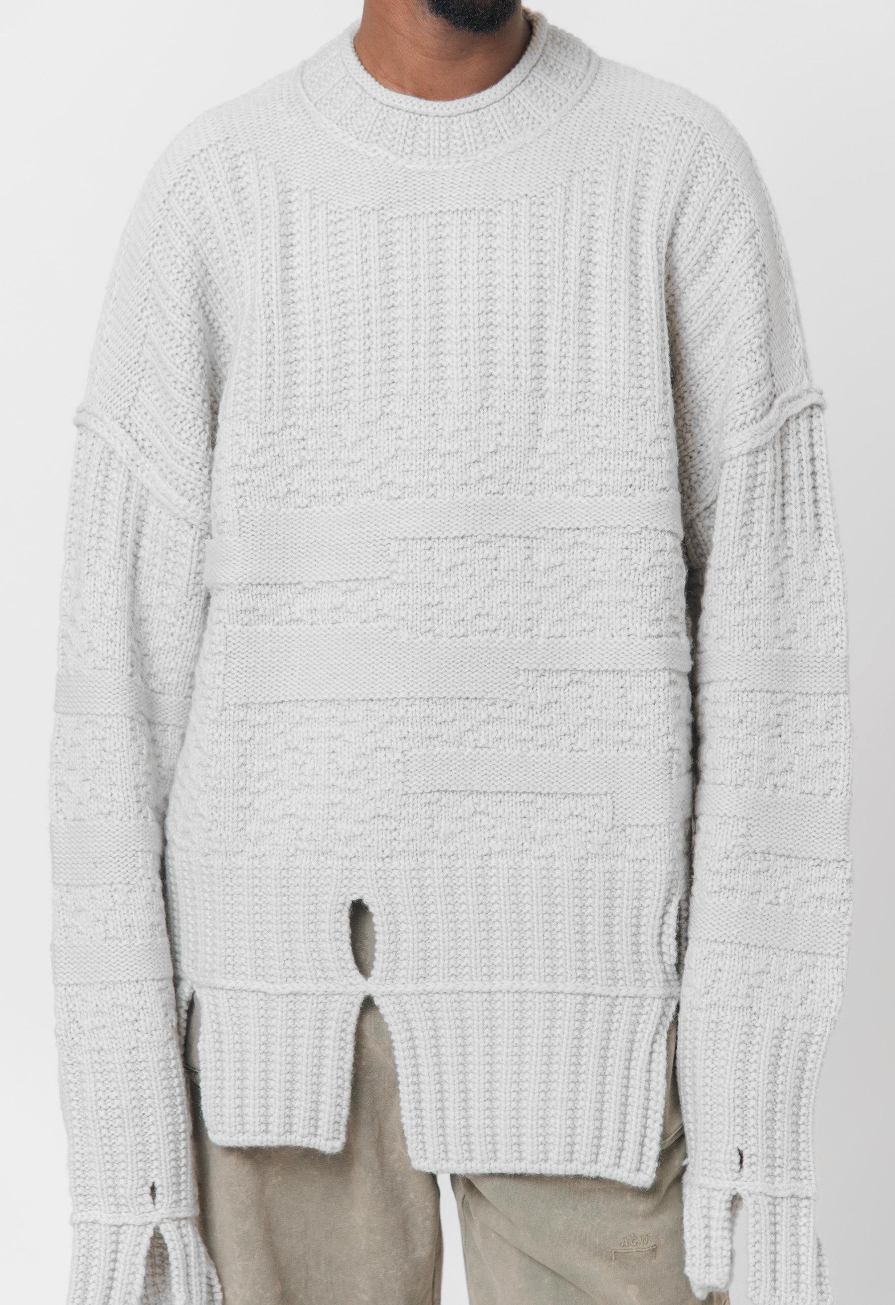 Textured Knit Mockneck Sweater Bone ACWMK150