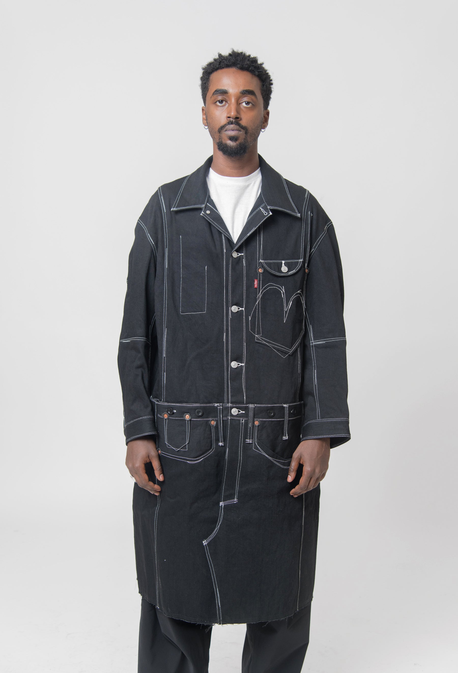 Wool Serge Levi's Denim Coat Black/White WL-C901