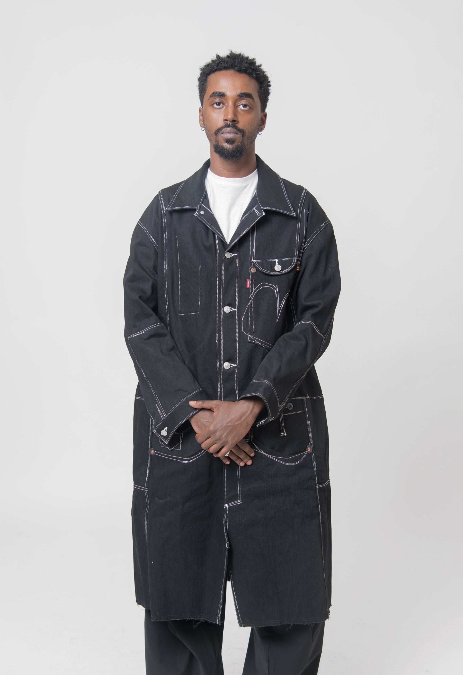 Wool Serge Levi's Denim Coat Black/White WL-C901