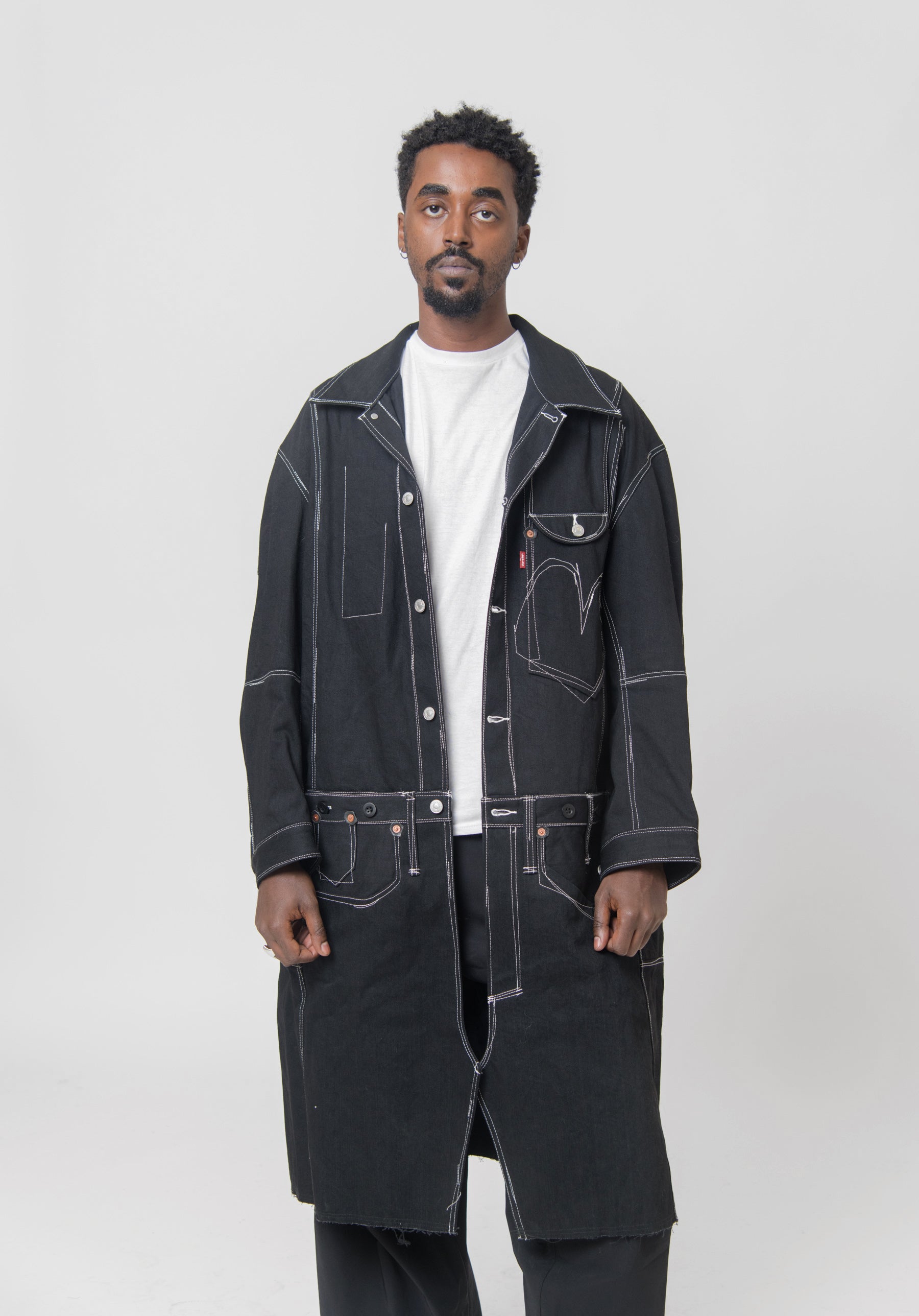 Wool Serge Levi's Denim Coat Black/White WL-C901