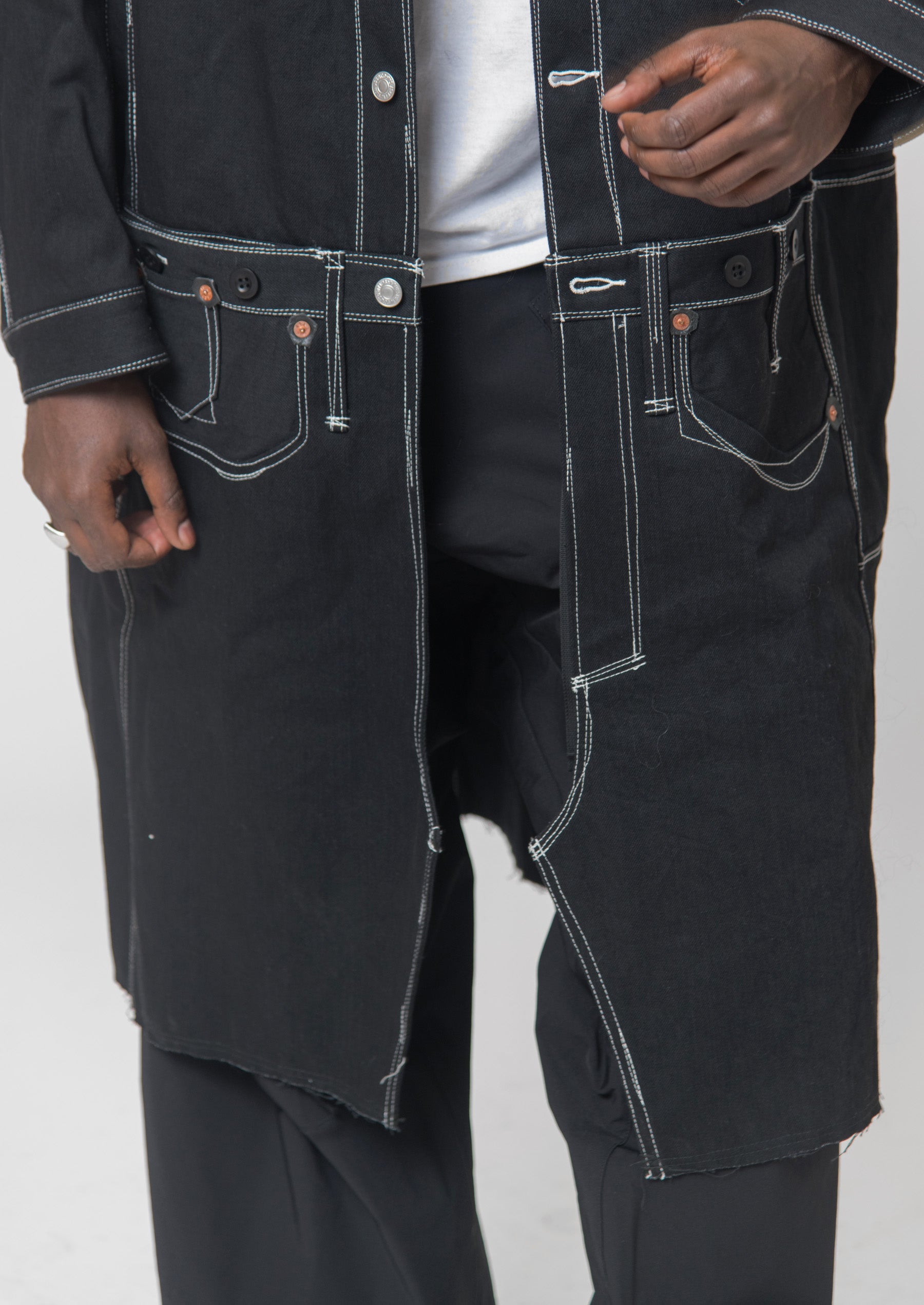 Wool Serge Levi's Denim Coat Black/White WL-C901