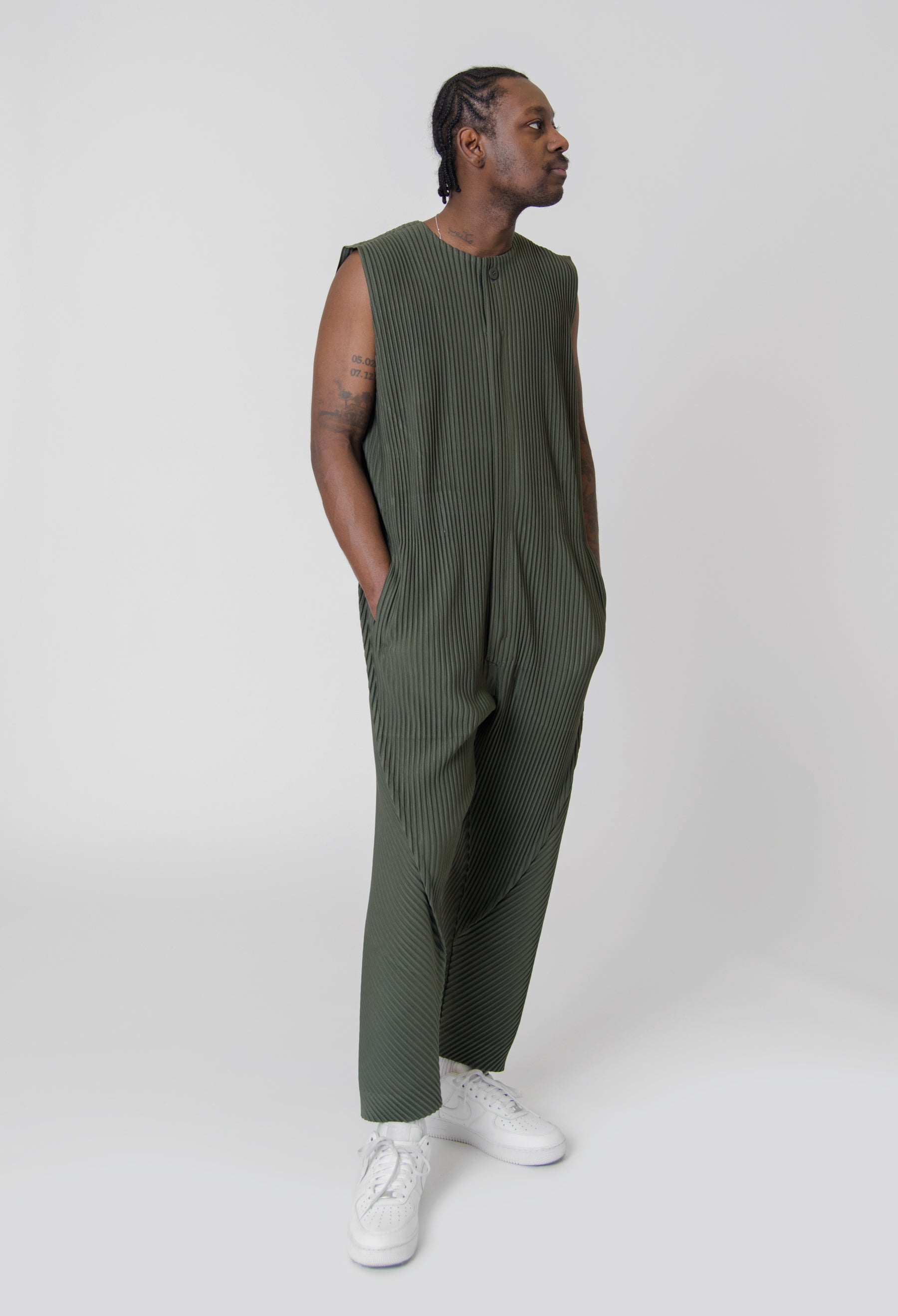 Pleats Bottoms 2 Jumpsuit Deep Khaki JI127-67