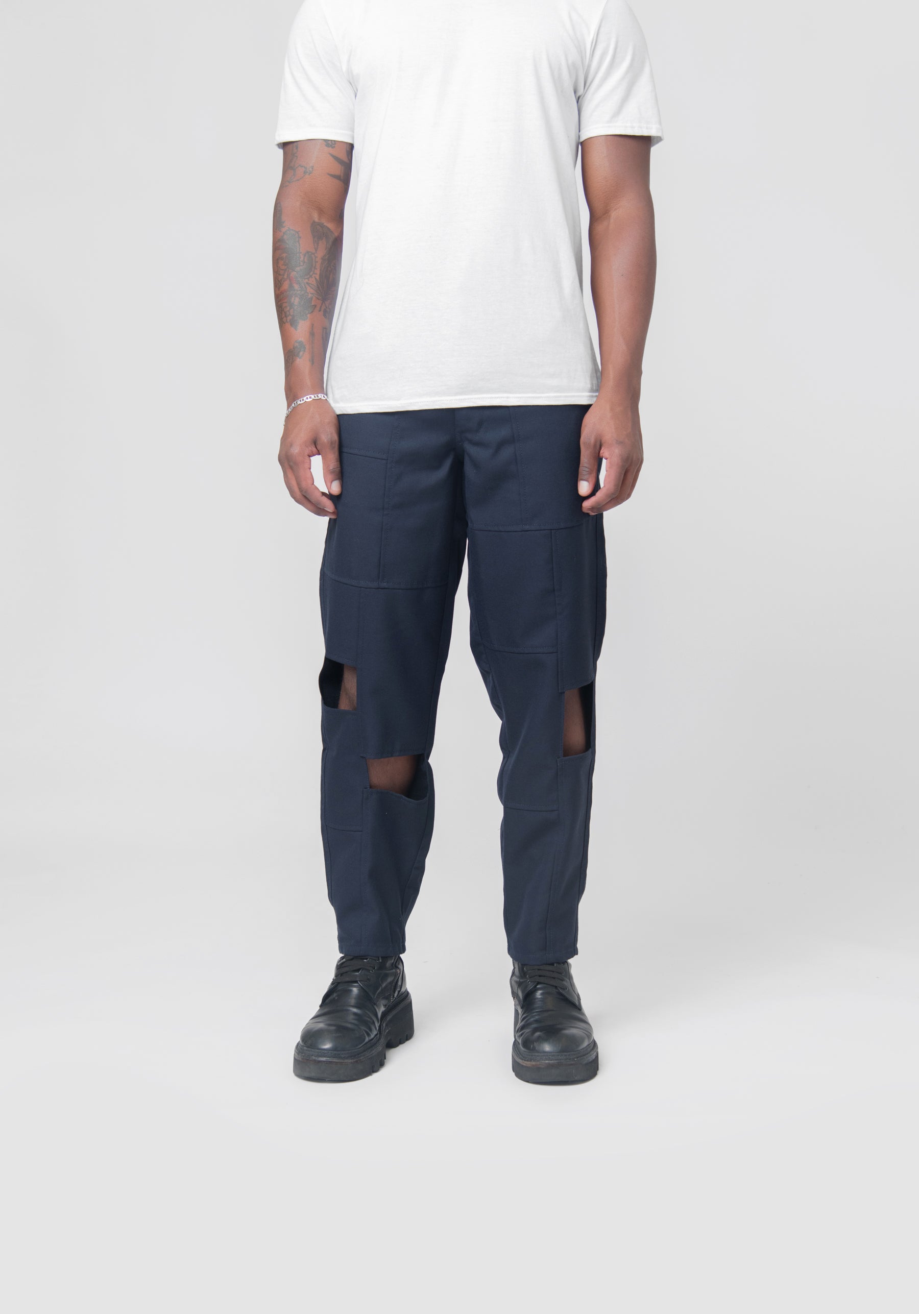 Wool Cut Out Pant Navy FL-P015-W23