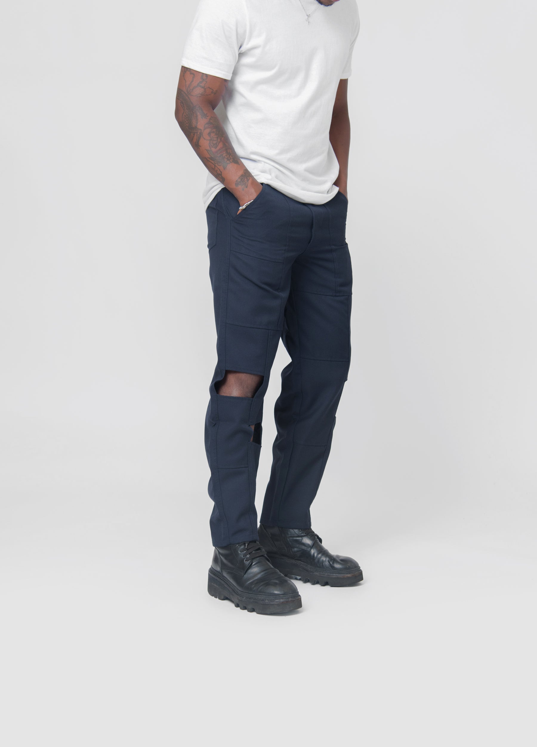 Wool Cut Out Pant Navy FL-P015-W23
