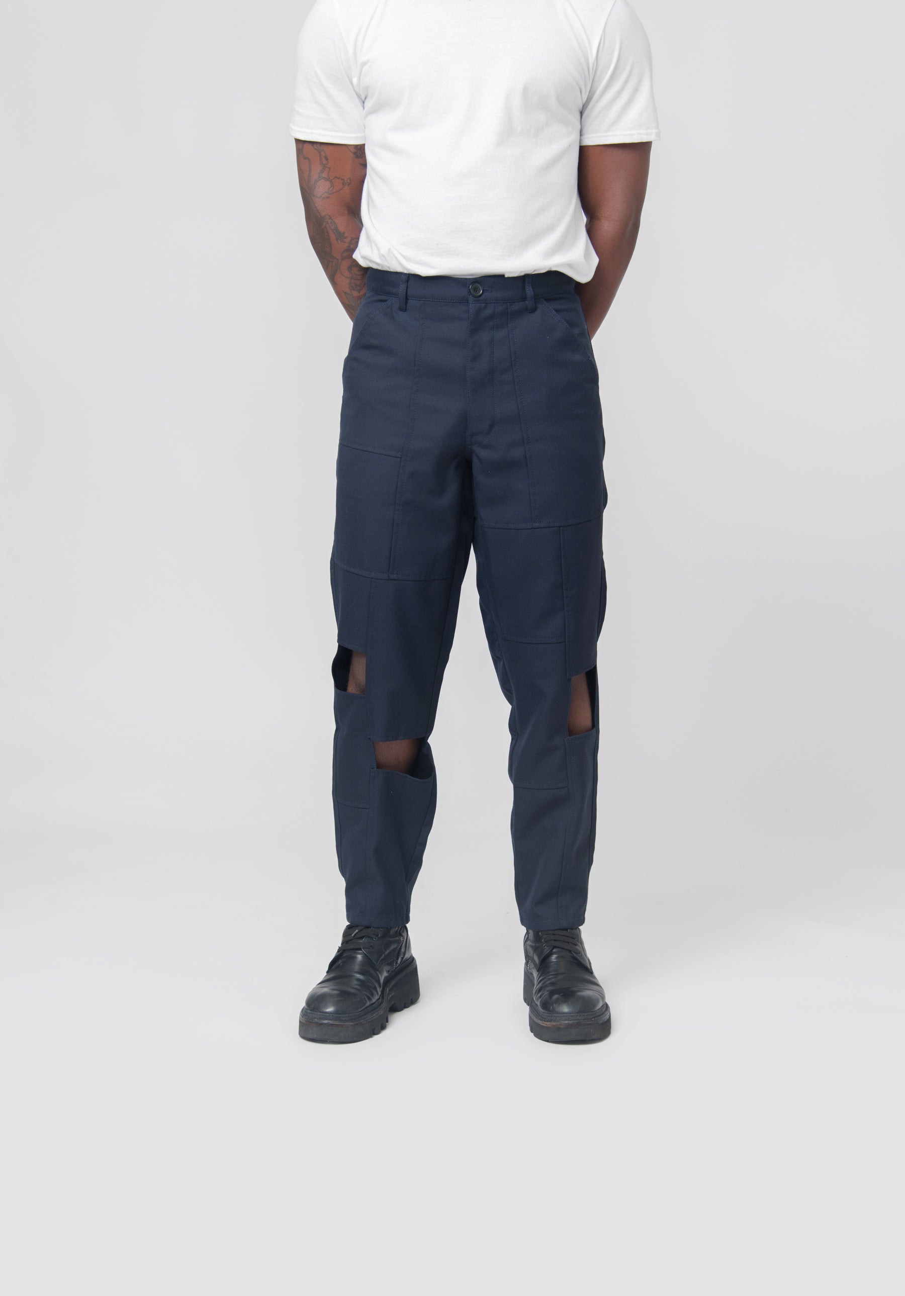Wool Cut Out Pant Navy FL-P015-W23