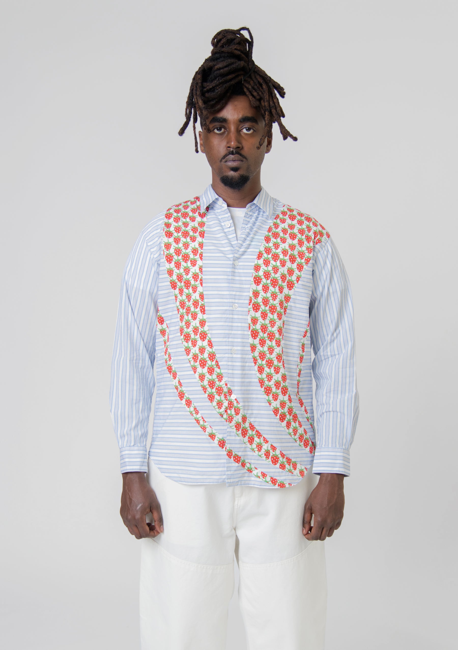 Strawberry Print Striped Shirt Multicolour FK-B001