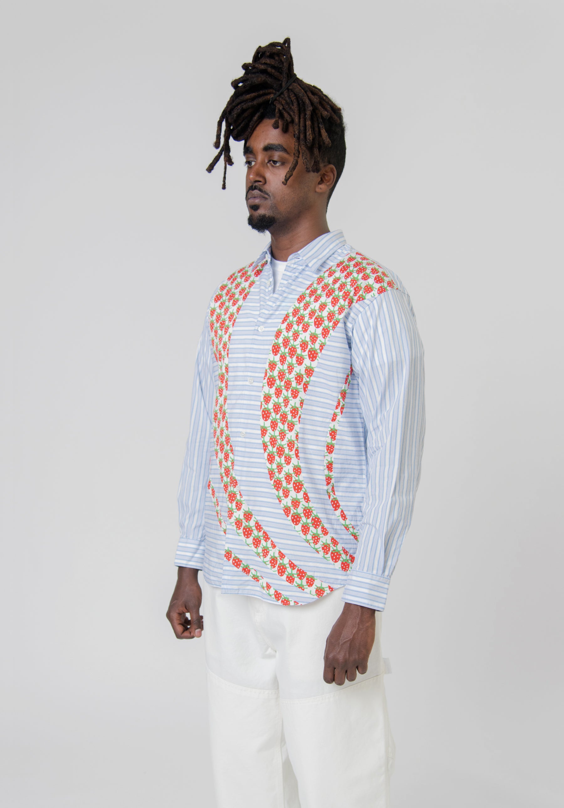 Strawberry Print Striped Shirt Multicolour FK-B001