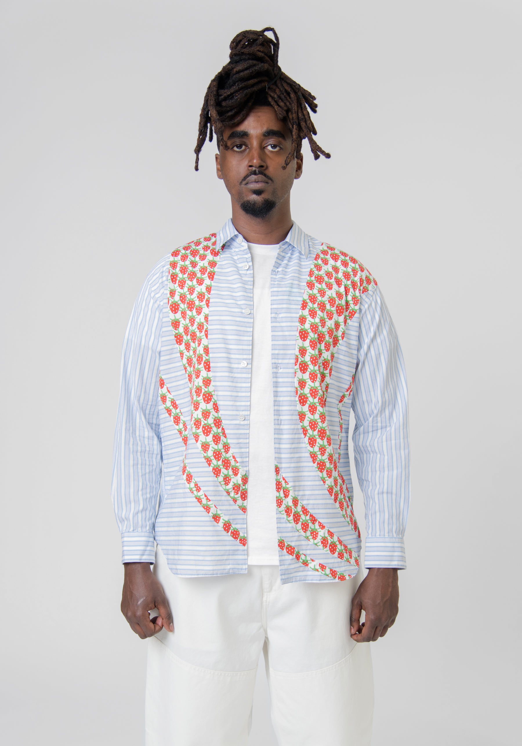 Strawberry Print Striped Shirt Multicolour FK-B001