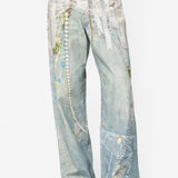 Loose Fit Jeans White/Green FN-UX-TROU000047