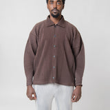 Snap Button Pleated Shirt Brown JC170-44