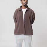 Snap Button Pleated Shirt Brown JC170-44
