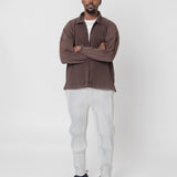 Snap Button Pleated Shirt Brown JC170-44