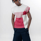 Geometric Knit Vest Faded Red ACWMK156