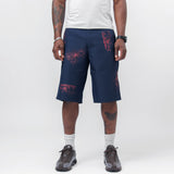 Polyester Twill Short With Hand Print Navy FM-P502-S24-2