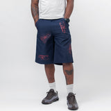 Polyester Twill Short With Hand Print Navy FM-P502-S24-2