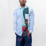 Stripe Poplin Print Andy Warhol 1 Long Sleeve Button-Up Shirt FM-B017-S24-1